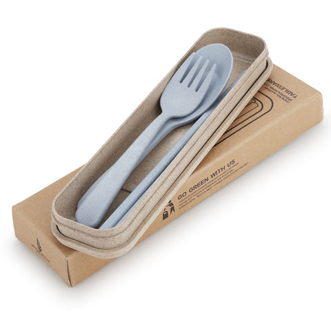 客製小麥秸稈餐具兒童勺叉筷三件套 商品圖 1