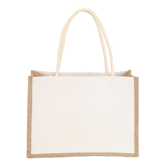 『客製贈品』拼接款麻布手提袋 |  客製化禮品、禮贈品專家