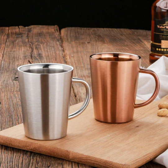 『客製贈品』簡約不鏽鋼雙層咖啡杯(300ml) |  客製化禮品、禮贈品專家