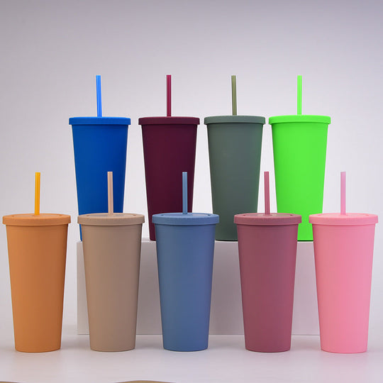 『客製贈品』雙層塑料吸管杯(700ML) |  客製化禮品、禮贈品專家